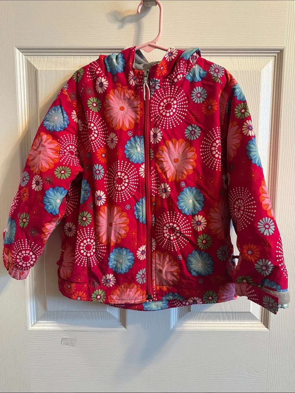 Girls' Hot Pink Hooded Fleece Lined Windbreaker